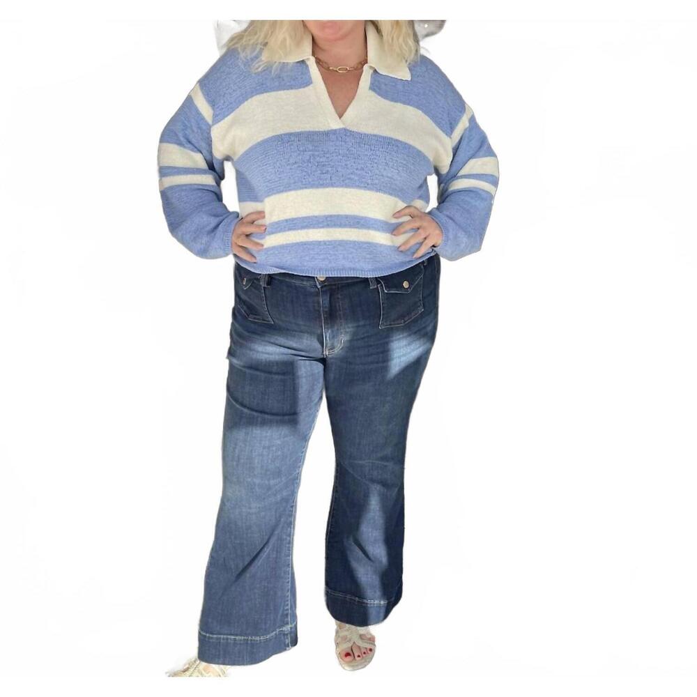 NEW MON RENN women's cosmo knit top in marine flower